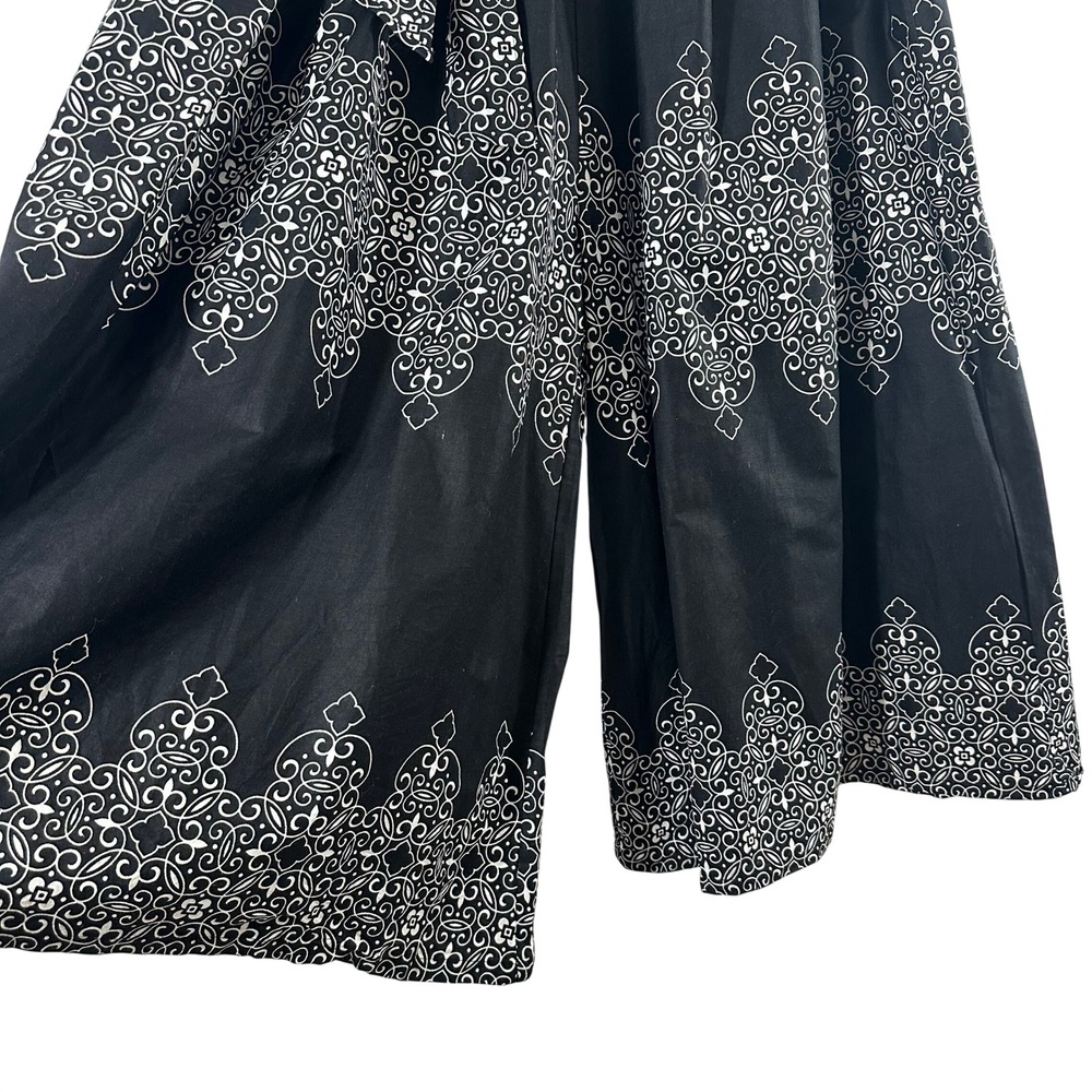 My Choice Plus Size Black White Damask Print Cotton Wide Leg Palazzo Pants Boho View 5